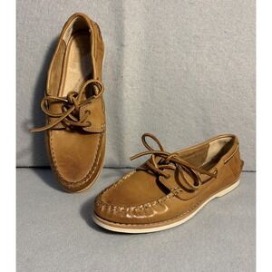FRYE  Quincy Tie Leather Boat Shoes Brown Lace Up womens 6M